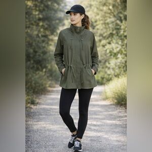 Elizabeth And James x Kohls Tie Waist Utility Jacket Womens Sz S Army Green Coat